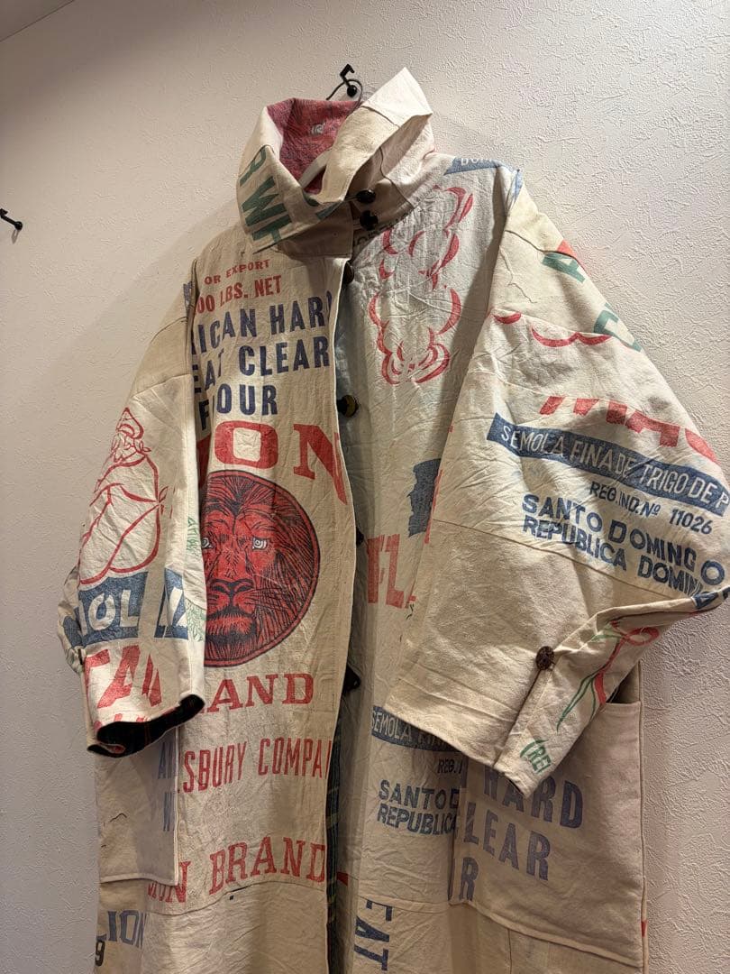 粉袋古布リメイク オーバーサイズコート