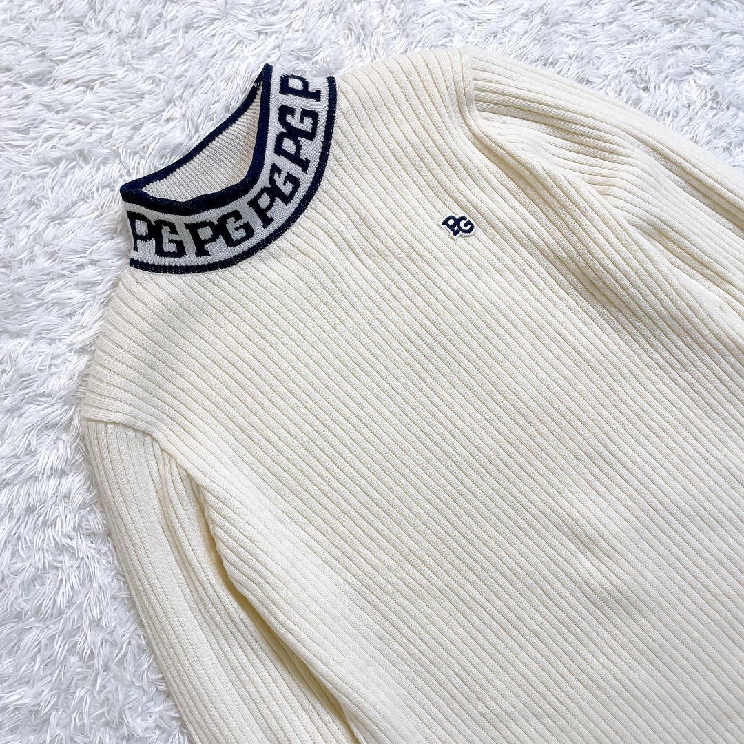 パーリーゲイツ ニット セーター モックネック ウール カシミヤ ホワイト S