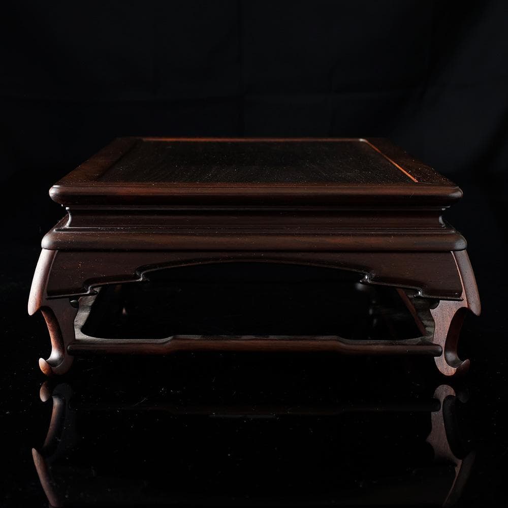 伝統工芸 高級花台 大阪唐木指物 新田隆造 作 紫檀 三重無地 長方花台