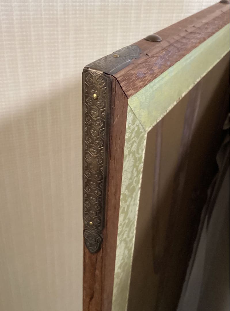 四つ折り屏風　日本画　金箔彩色　梟(ふくろう)