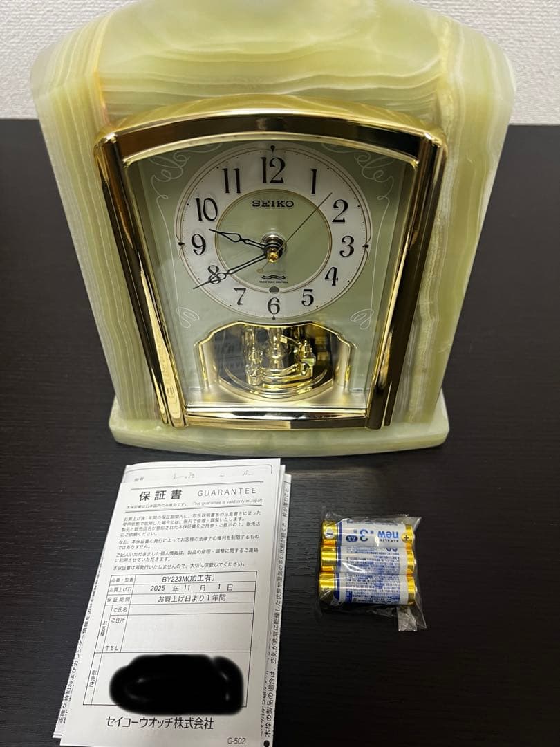 セイコークロック　BY223M　電波置時計　オニキス枠　豪華 セイコークロック BY223M 電波置時計 オニキス枠 豪華 SEIKO（セイコー