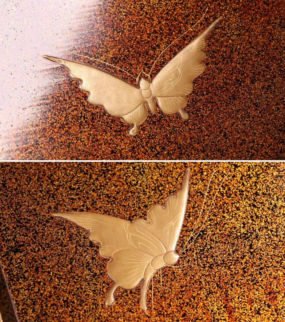 専用 MA24 時代木製漆器 光琳蒔絵 五段重 重台 菊蝶金銀蒔絵 螺鈿 黒塗