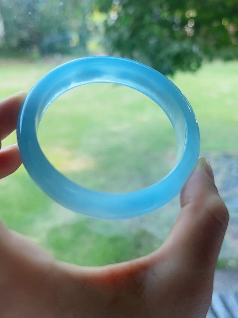 天然石　ブルー　アクアマリン 海藍宝 バングル 内径60.3 透明度が高い