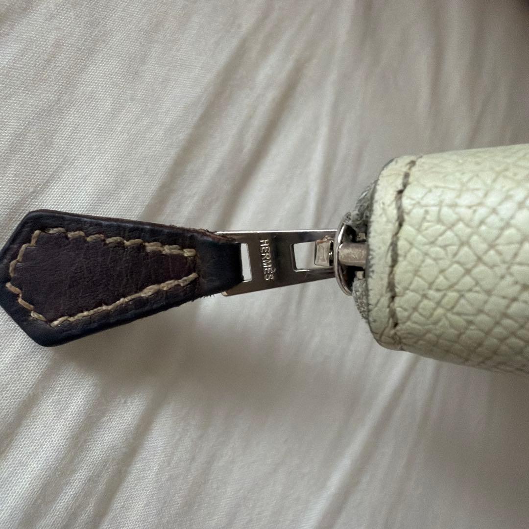 エルメス　シルクインコンパクト　ライトグリーン レザー ケース