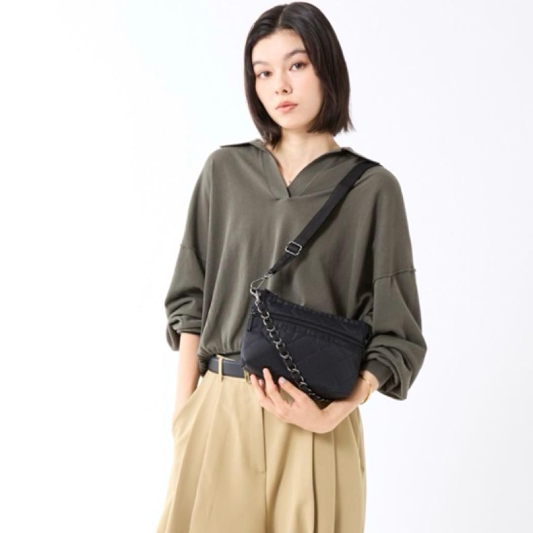 レスポ　CHAIN COSMETIC CLUTCH オニキスチェーンキルト