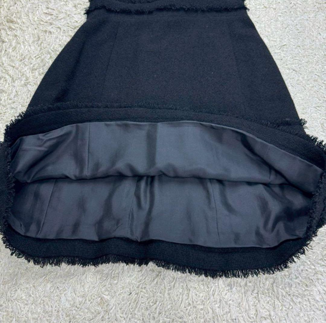 CHANEL 07A ツイードスカート ココマーク フリンジ ブラック
