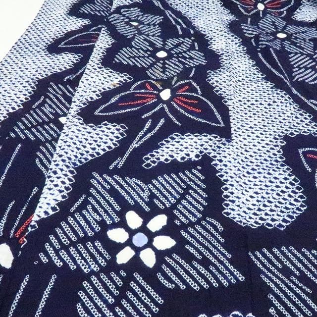 専用Y3420◆有松鳴海絞り 綿 蝶 高級浴衣 洗える夏着物