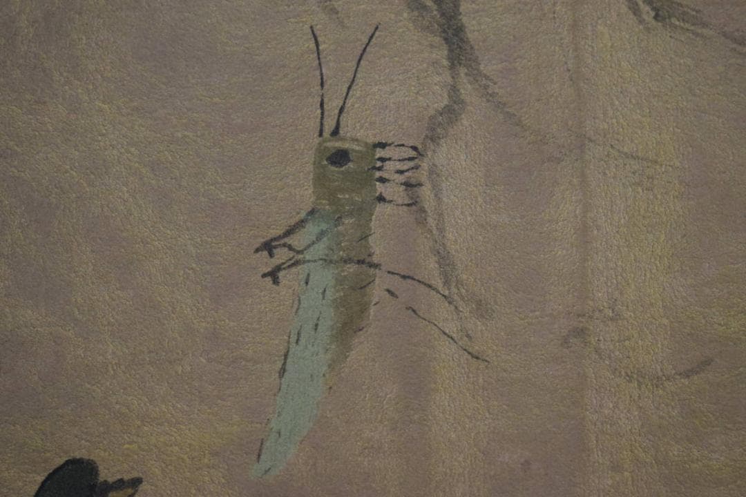 複製/中国画の巨匠/斎白石/斉白石/バッタに鶏図/工芸/布袋屋掛軸