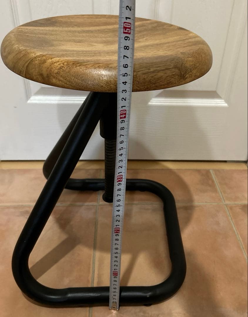 ★IRON STOOL インダストリアル　アイアン　鉄×無垢材　丸椅子　古材ネジ