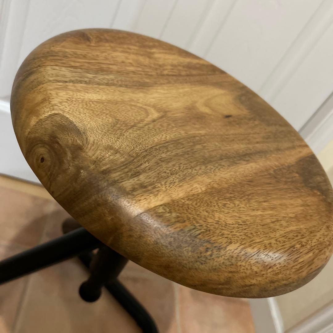 ★IRON STOOL インダストリアル　アイアン　鉄×無垢材　丸椅子　古材ネジ