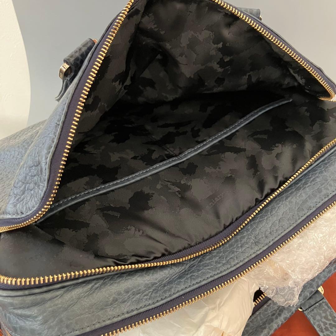美品 aniary AEL レザーブリーフケース/ビジネスバッグ/紺/迷彩