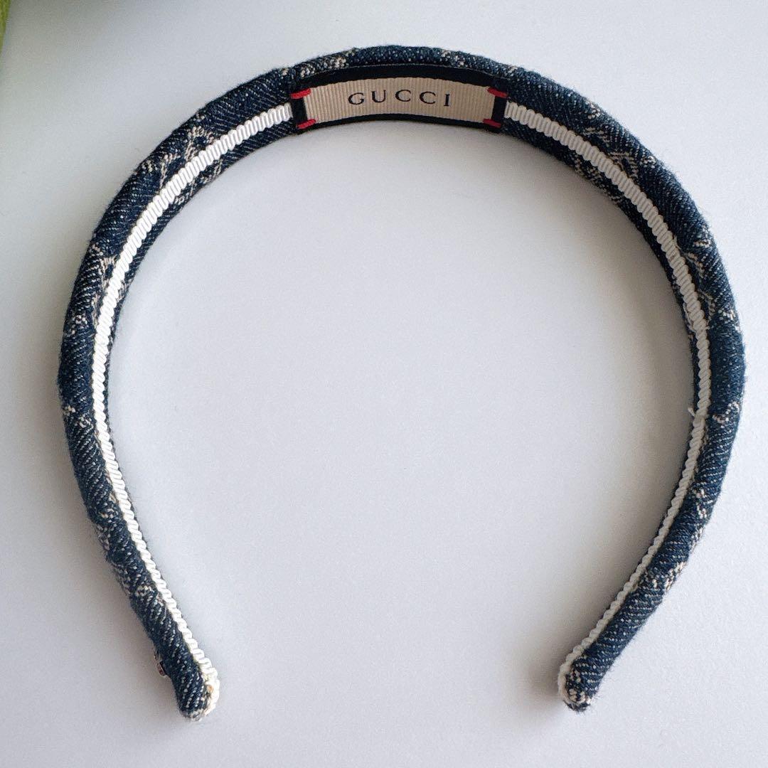 美品】GUCCI インディゴブルー デニム ヘアカチューシャ箱付き