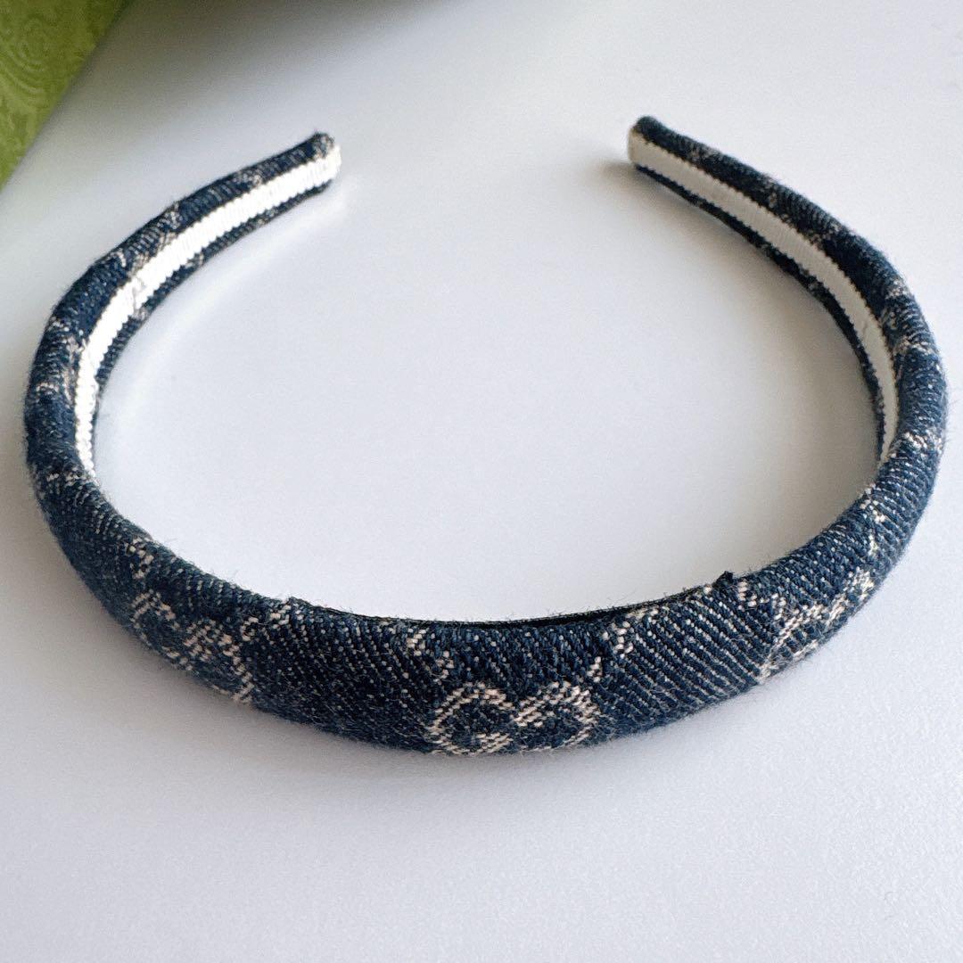 美品】GUCCI インディゴブルー デニム ヘアカチューシャ箱付きの通販は