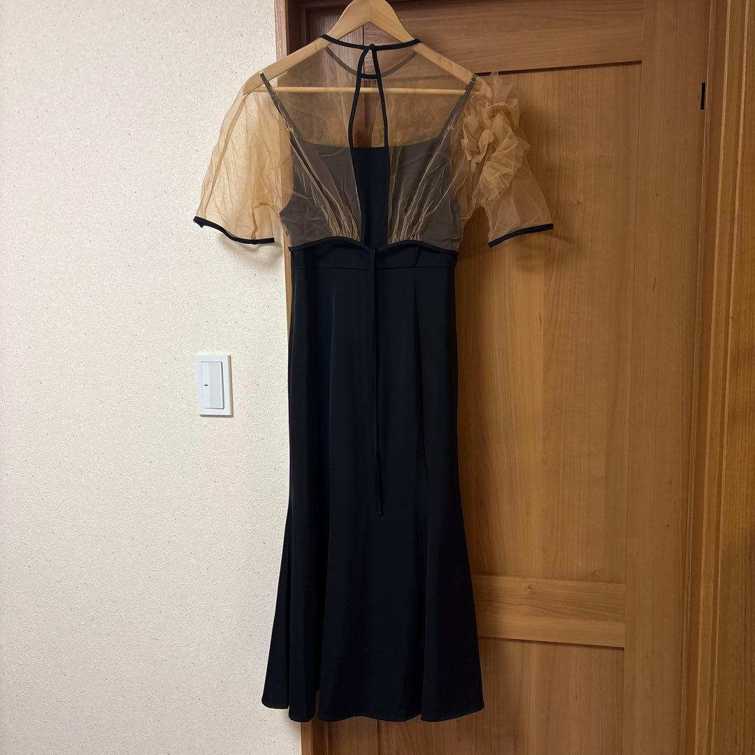 【LEJA】ボリュームチュールパイピングフレアドレスワンピース