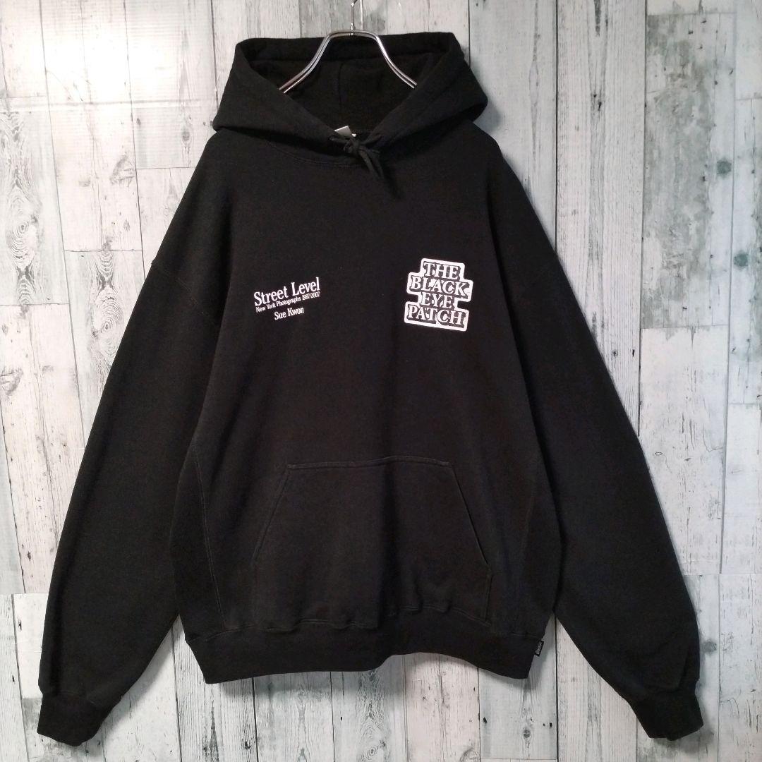 a69【希少XLサイズ】ブラックアイパッチ☆バック全面　ビックロゴ　パーカー