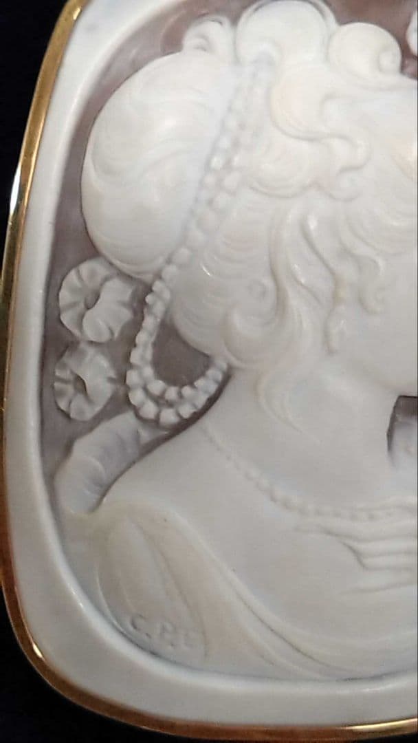 K18 カメオ ブローチ ペンダントトップ CPE作