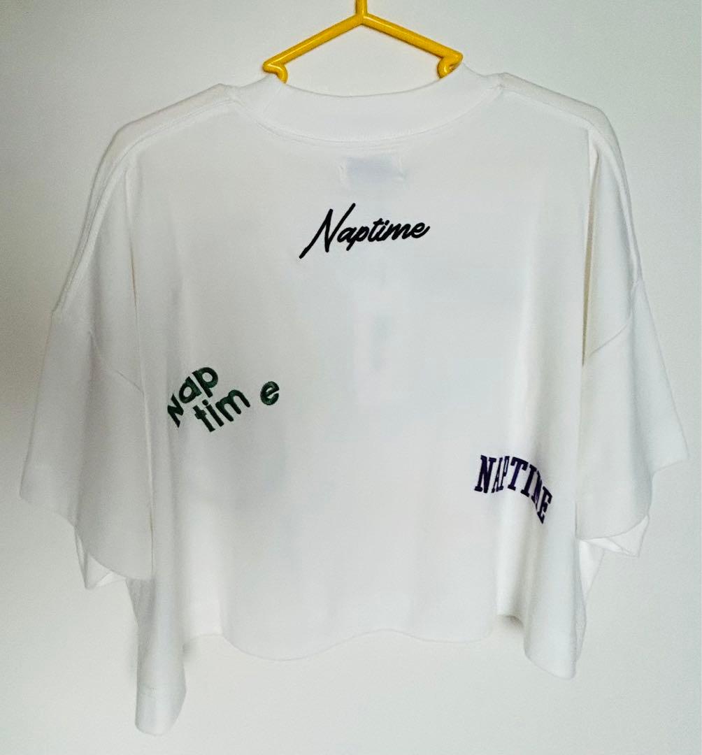 完売Nissyナップタイム naptime. クロップド刺繍TシャツホワイトF