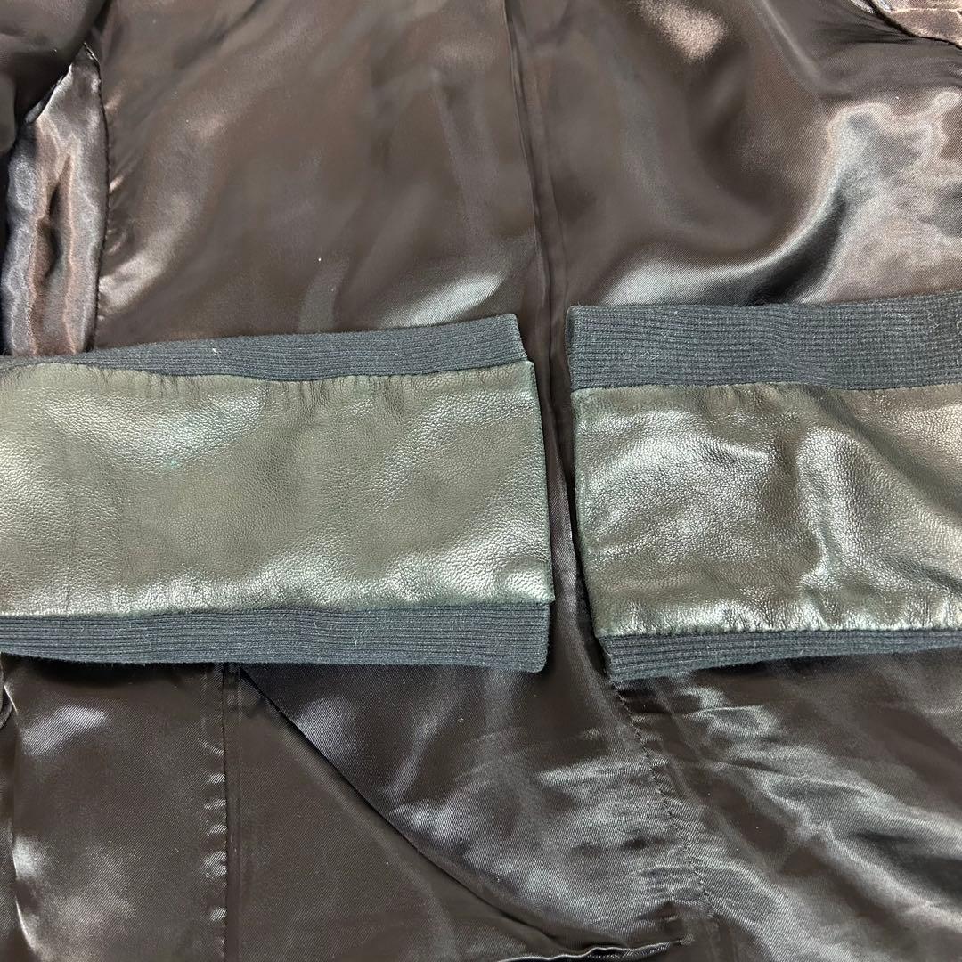 希少❗️EKAM ラムレザージャケット ブラック 羊革 y2k S ニット切替