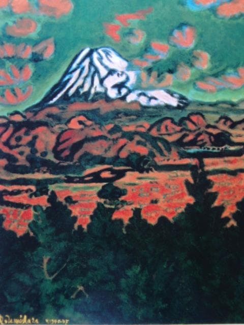 梅原龍三郎、【朝陽】、希少な大判額装用画集より、美品、日本人画家