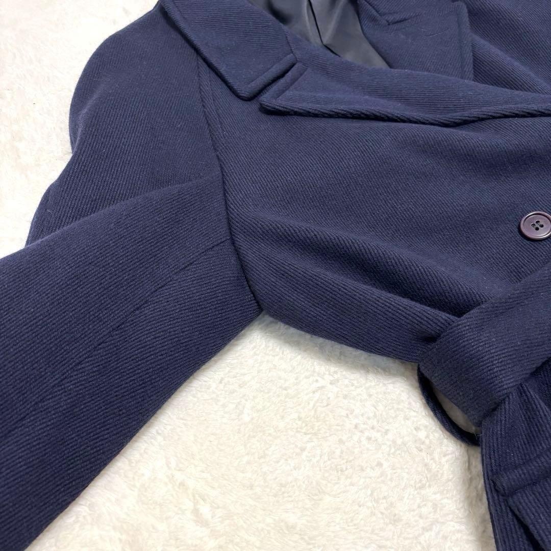 リングヂャケット ヘリンボーン ロング丈 ダブルチェスターコート L