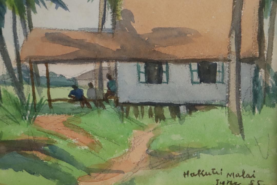 真作保証 石井柏亭 風景画 水彩5号 額装 タトウ箱付 ギャラリーな