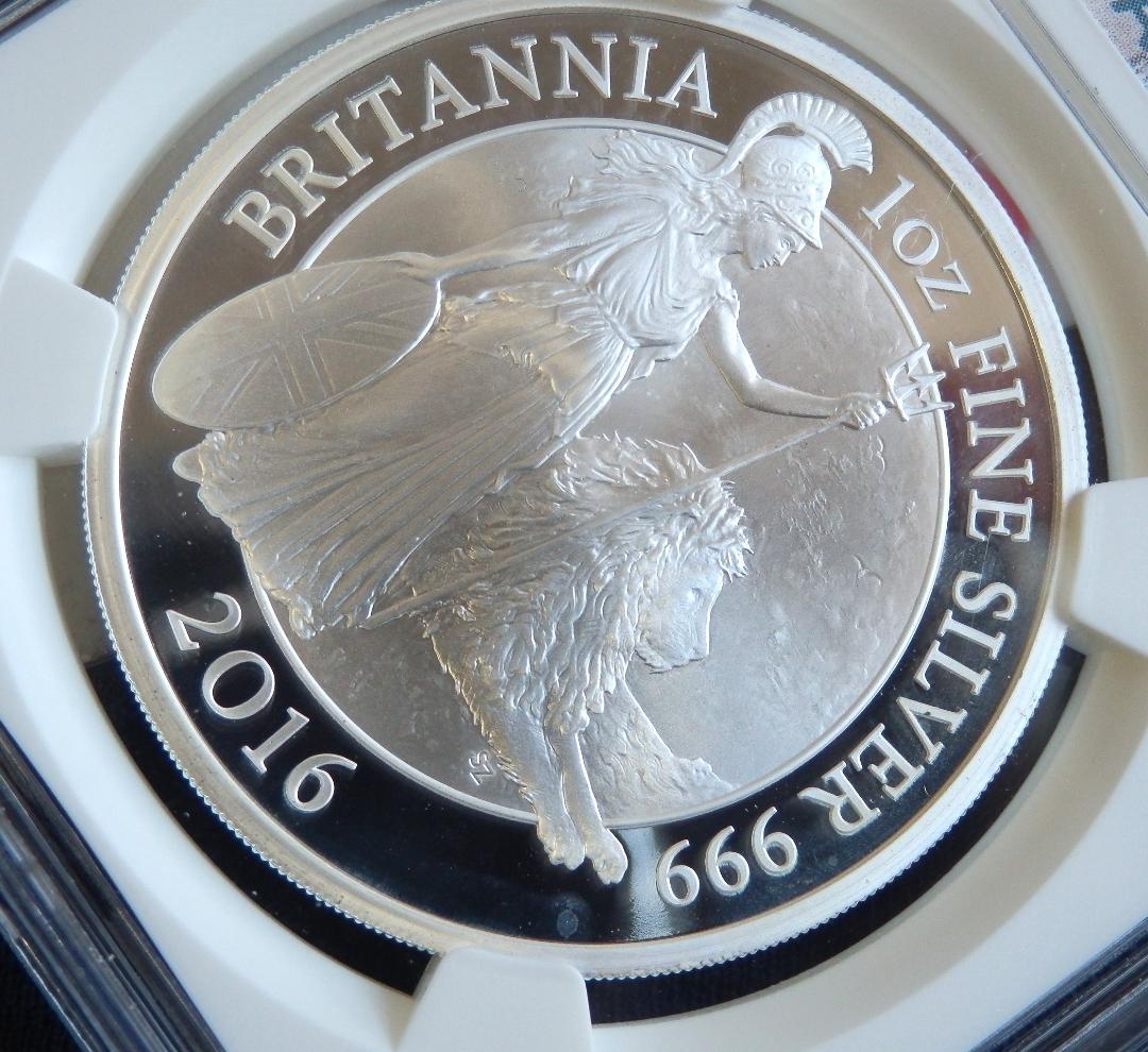 英2016年ブリタニアとライオン/ 2ポンド1oz銀貨(単年発行）◇PF69UC