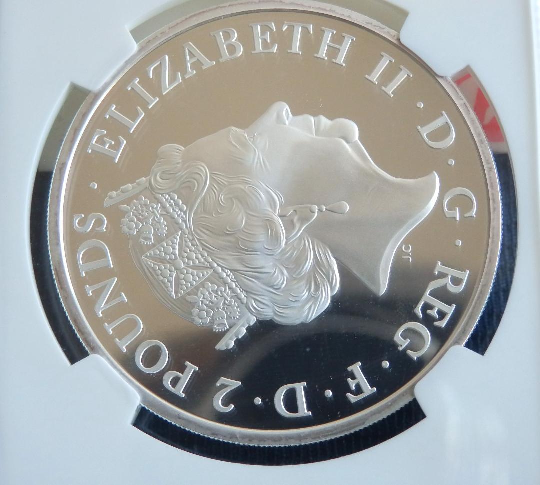 英2016年ブリタニアとライオン/ 2ポンド1oz銀貨(単年発行）◇PF69UC