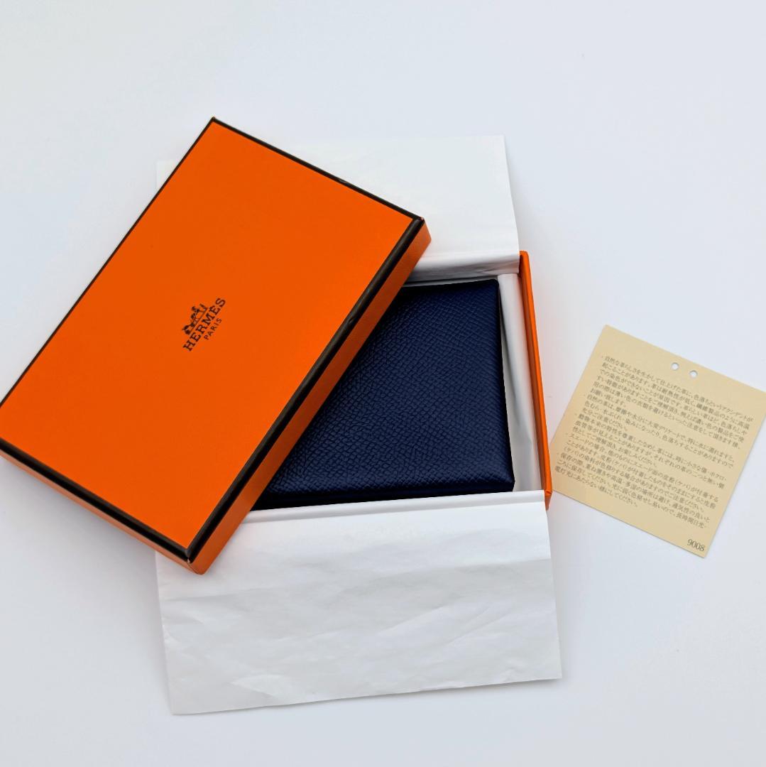 美品 エルメス カルヴィ デュオ エプソン ネイビー B刻印 2023年製