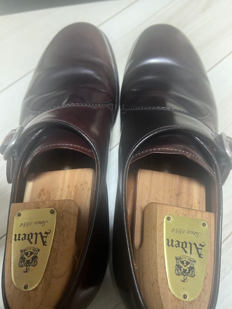 Alden バーガンディ モンクストラップシューズ9 1/2