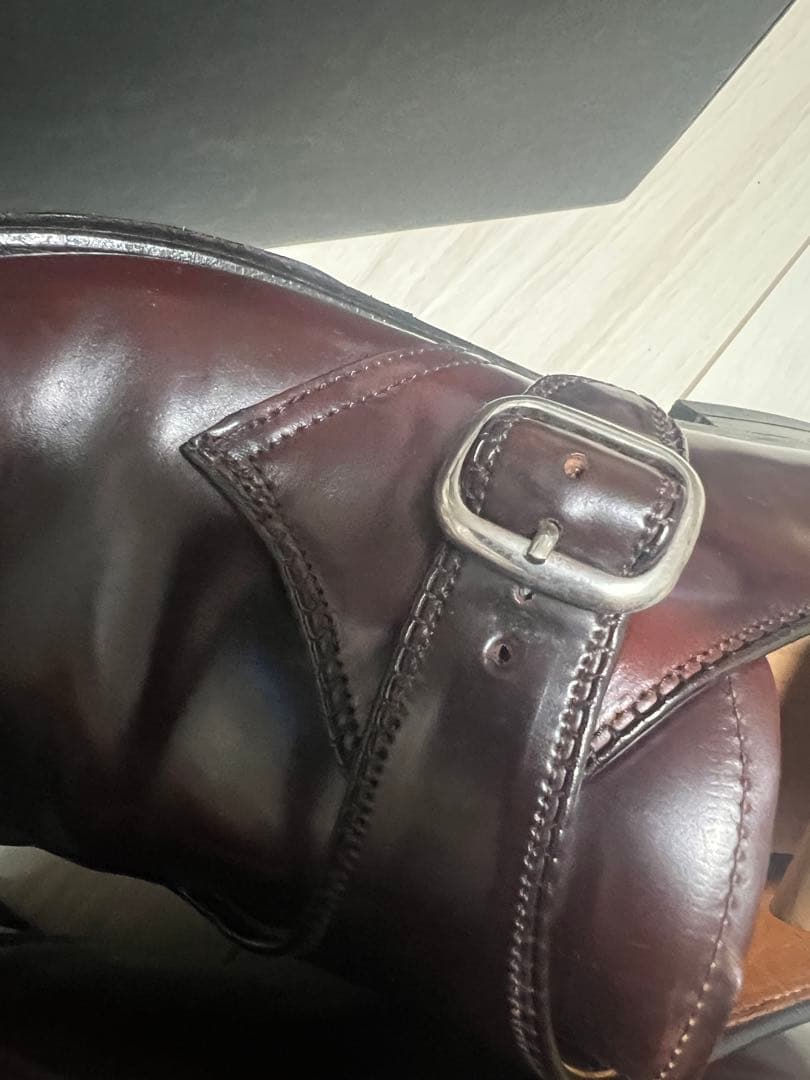 Alden バーガンディ モンクストラップシューズ9 1/2