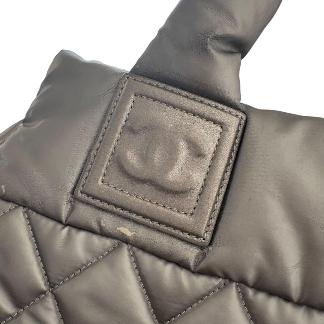 CHANEL コココクーン トートバッグ グレー ナイロン レザー