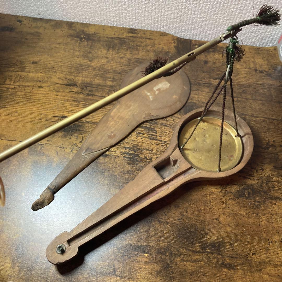 E-5 【希少】アンティーク 棹秤（さおばかり）木製ケース付き 骨董品