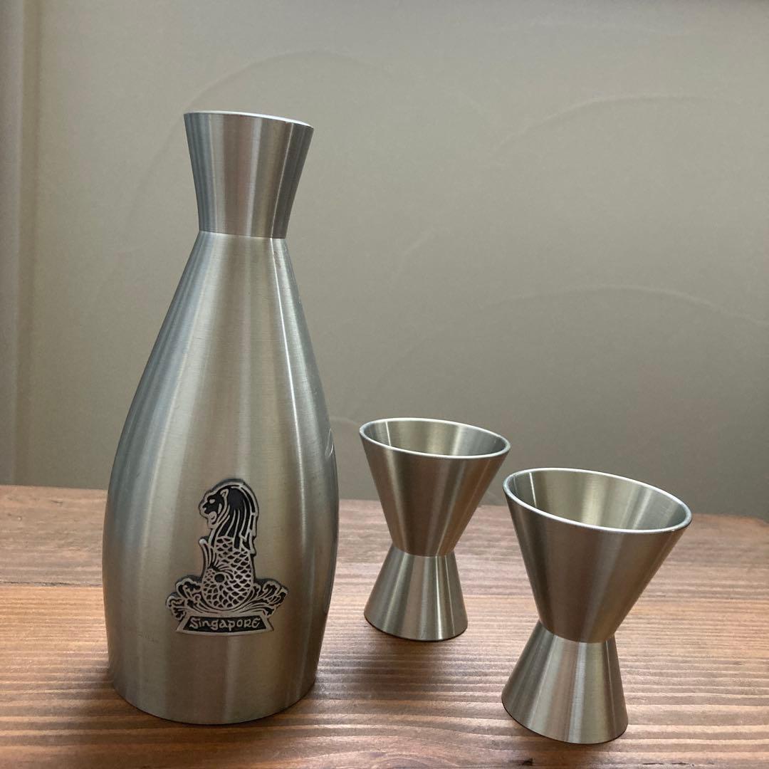 ピューター製 錫97% 徳利＆お猪口セット マーライオン刻印