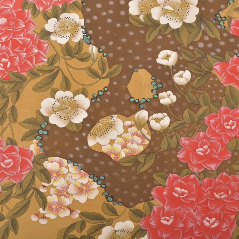 掛軸 平安 伊藤若冲作 工芸印刷 花鳥図 時代箱付 M 4649A