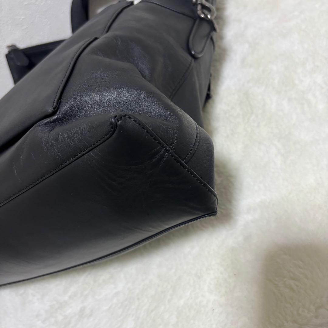 希少 コーチ ビジネスバッグ レザー 2way ショルダーバッグ ブラック 黒