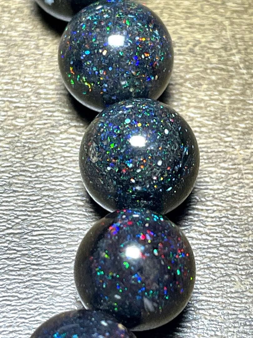 ハイグレード！！ブラックマトリックスオパールブレス約9.3㎜（新品）虹色遊色