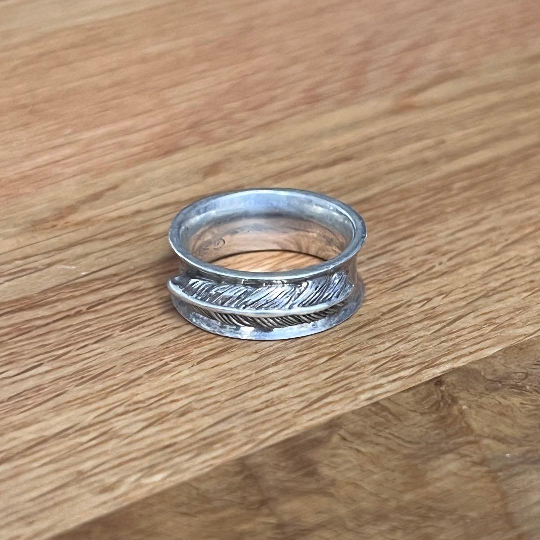 希少 ビンテージ シルバー 925 ピンキーリング フェザー 10号
