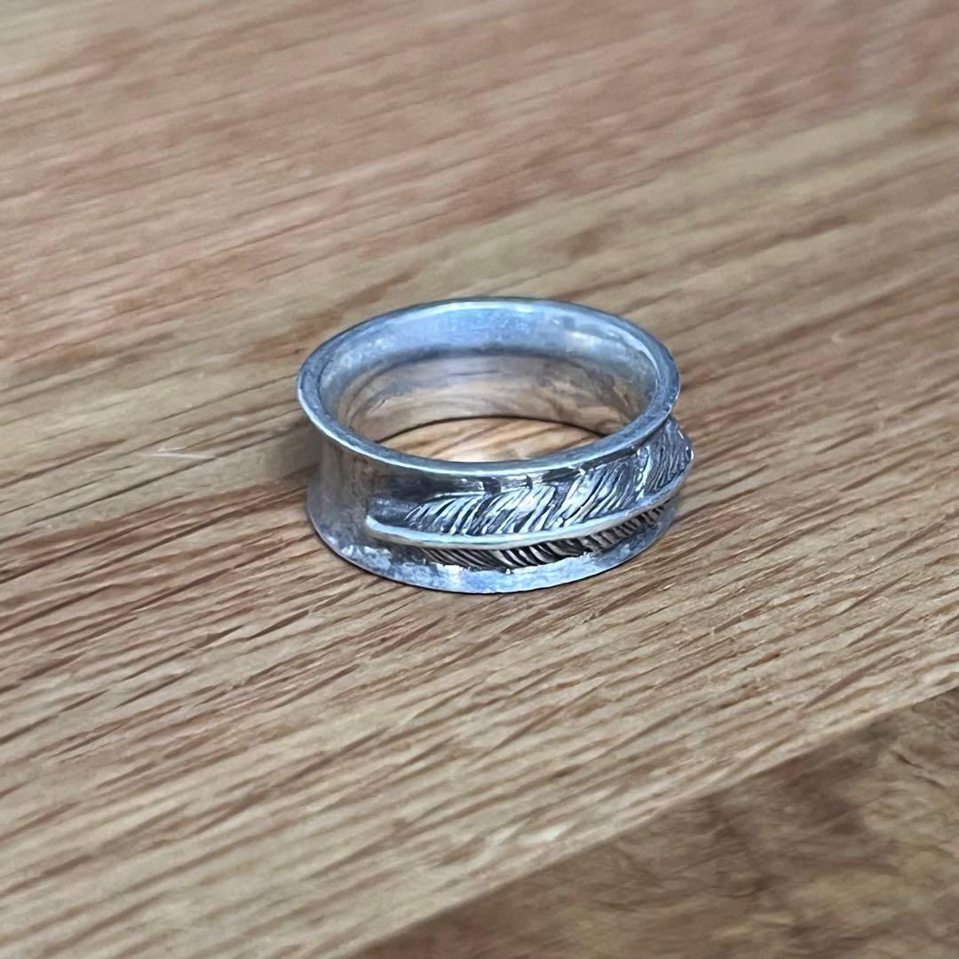 希少 ビンテージ シルバー 925 ピンキーリング フェザー 10号