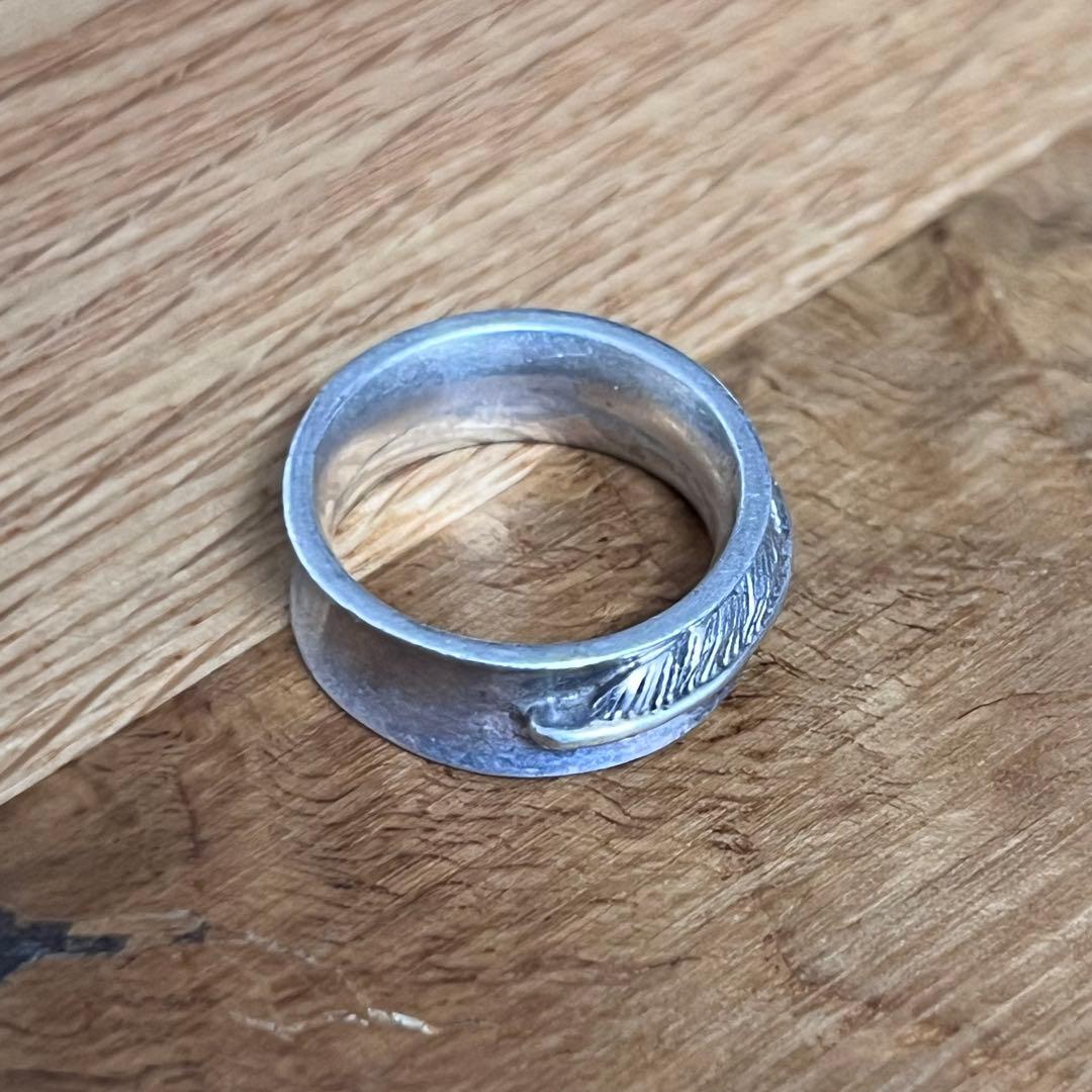 希少 ビンテージ シルバー 925 ピンキーリング フェザー 10号