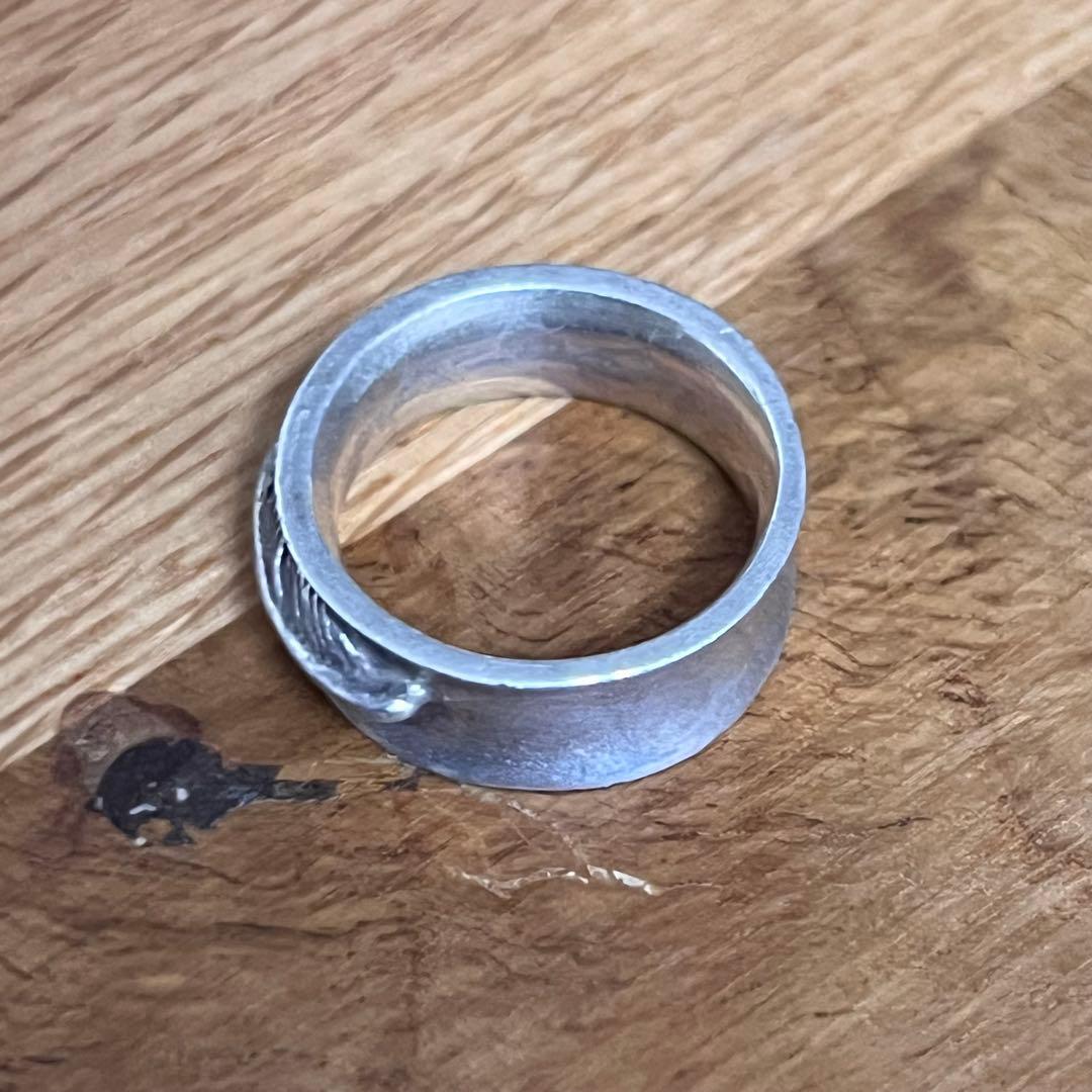 希少 ビンテージ シルバー 925 ピンキーリング フェザー 10号