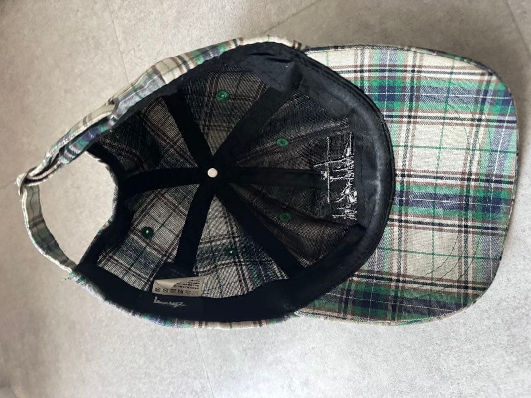 Stussy チェック柄キャップ グリーン系 - メルカリ