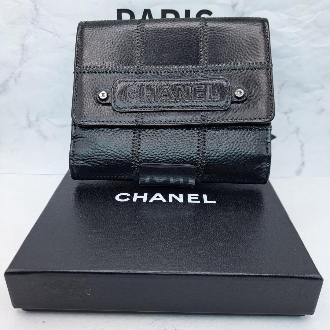 CHANEL ワイルドステッチ 三つ折り財布 ブラック 財布 長財布 - メルカリ