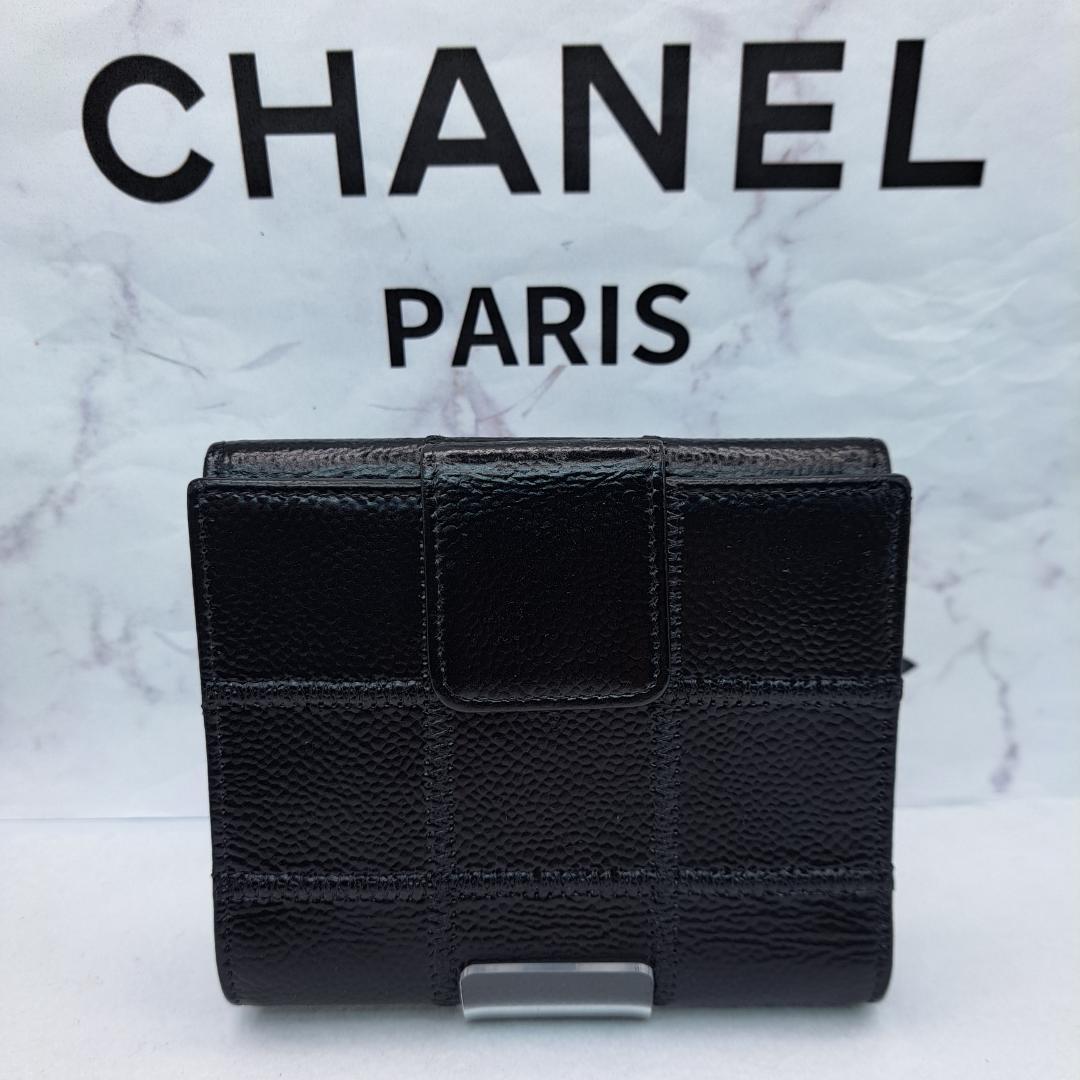 CHANEL ワイルドステッチ 三つ折り財布 ブラック 財布 長財布 - メルカリ