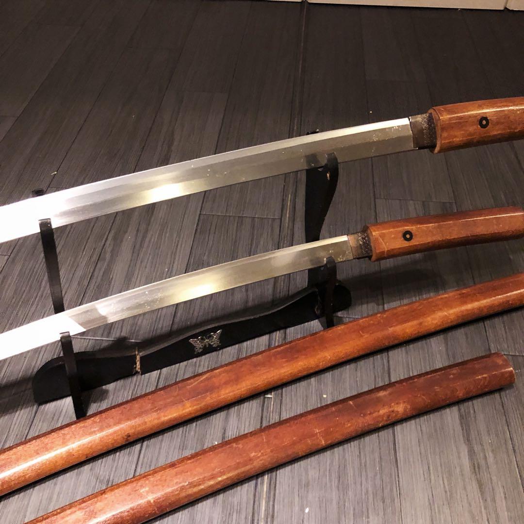 高級模造刀 白鞘 合金製 大小セット　居合刀 刃文 拵え