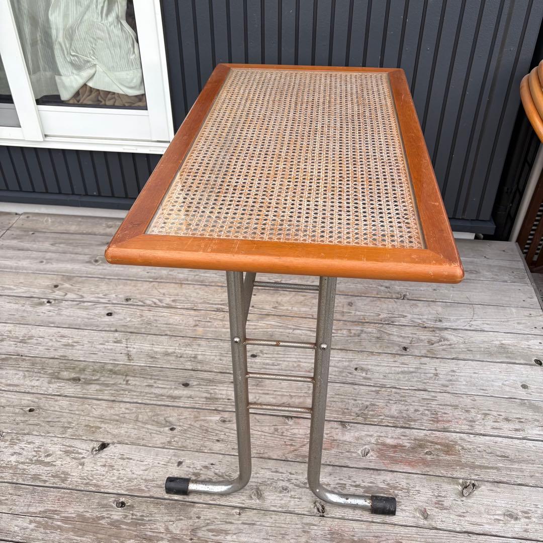 北欧レトロ オリバー メタルフレーム ラタンカウンターテーブルダイニングテーブル