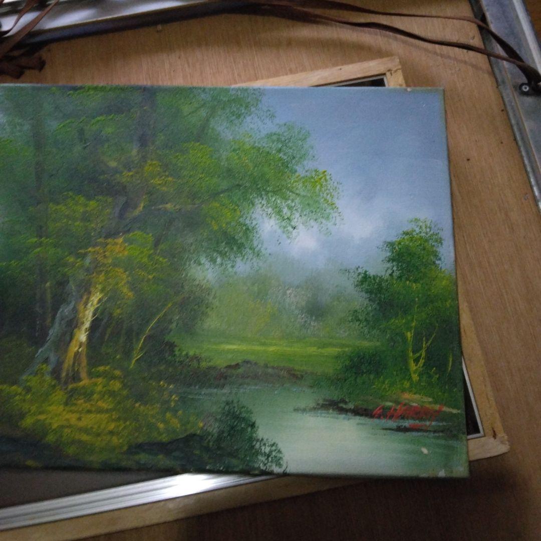 1382 S Harry 油絵 S・ハリー 風景画 絵画 林 川