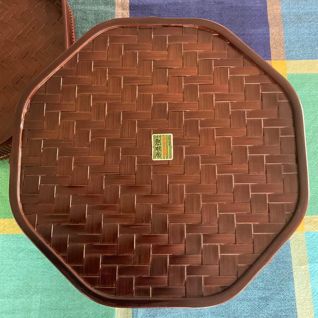 然林房 駿河竹千筋細工 茶櫃 八角 駿河竹 千筋細工