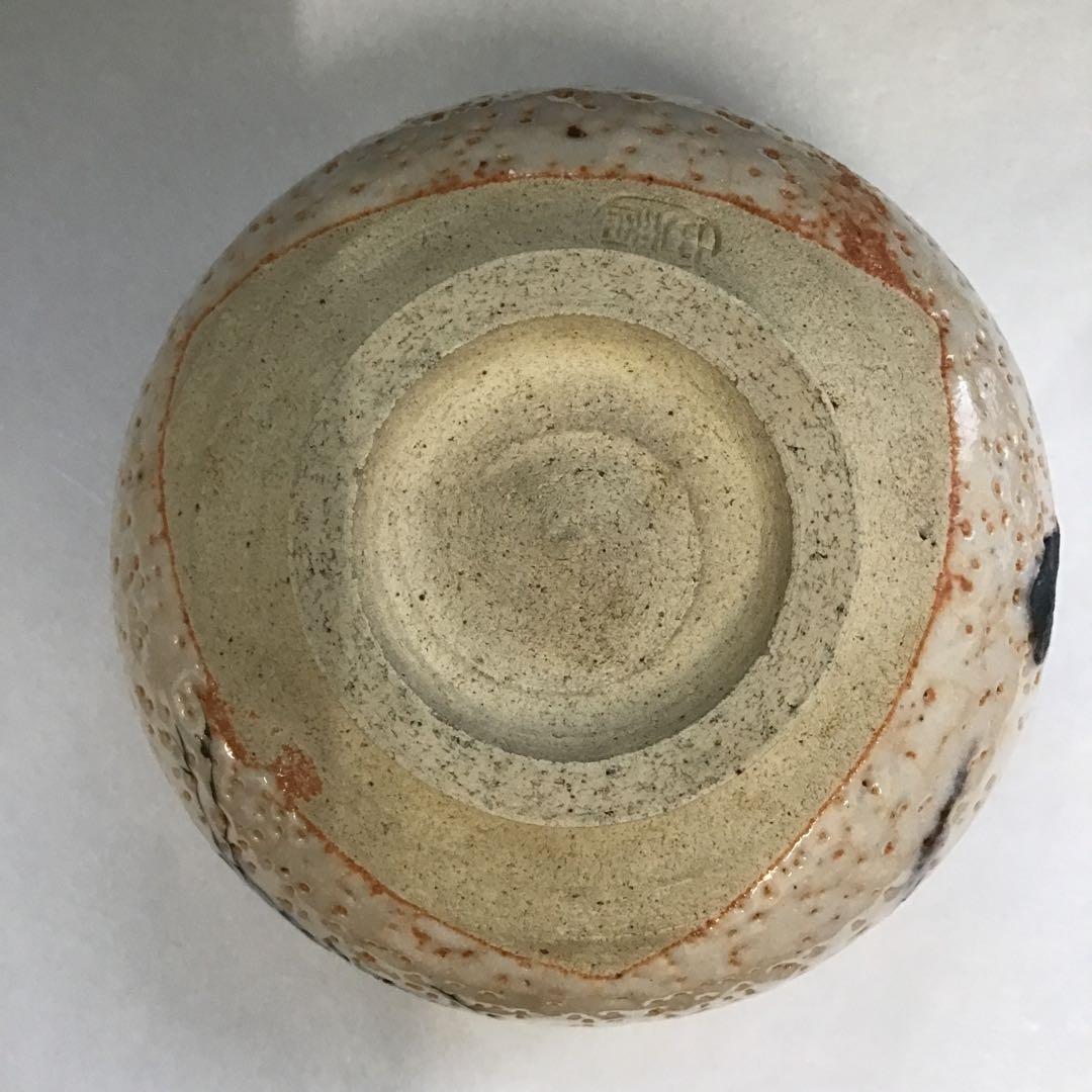 茶道具 茶碗 円相 飛鶴ノ図 志野 拝土窯 水野古麦 作 共箱 N504CH