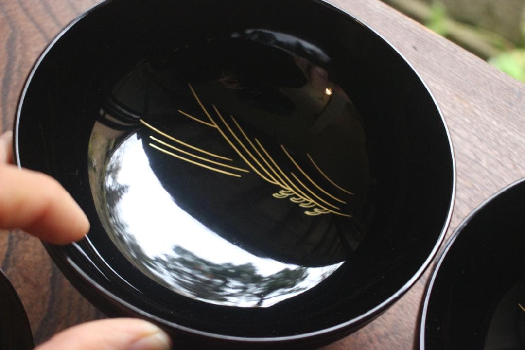 デッドストック！風情ある千筋糸目に極上宝船蒔絵の映える煮物椀2点（検輪島塗雑煮椀