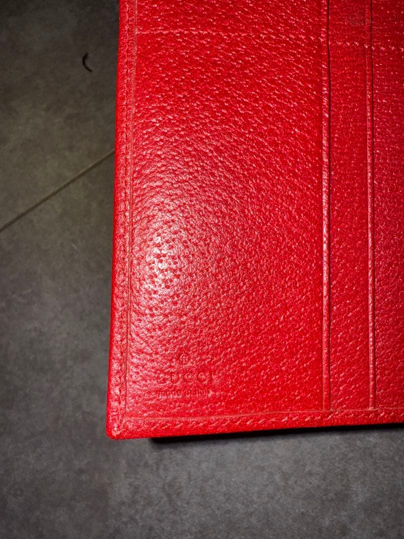 グッチ GUCCI 長財布 G金具 赤 小物 レザー Wホック レディース